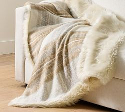 Stewart Plaid Faux Fur Back Throw | Pottery Barn (US)