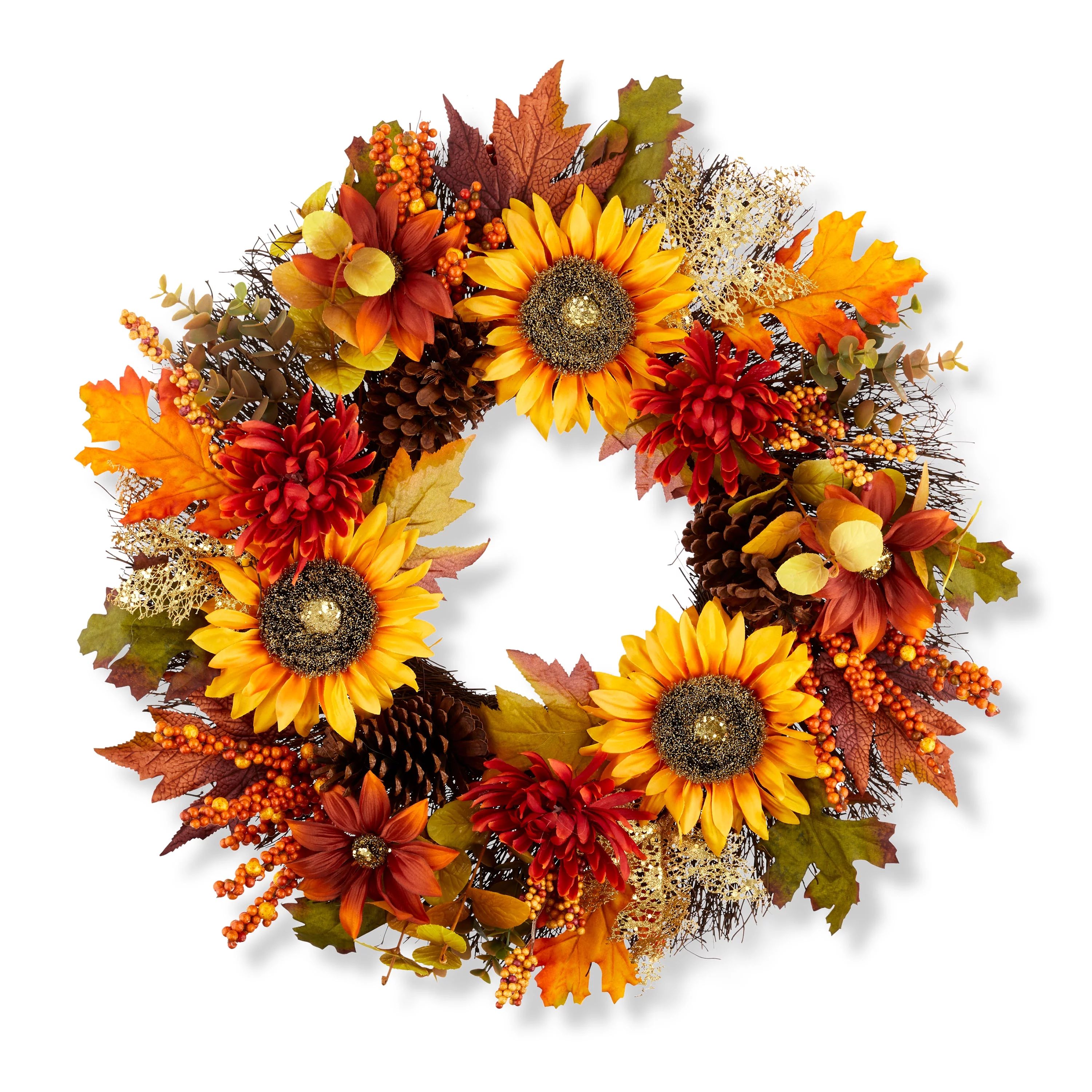 Harvest Yellow Sunflower Wreath, 22", by Way To Celebrate | Walmart (US)
