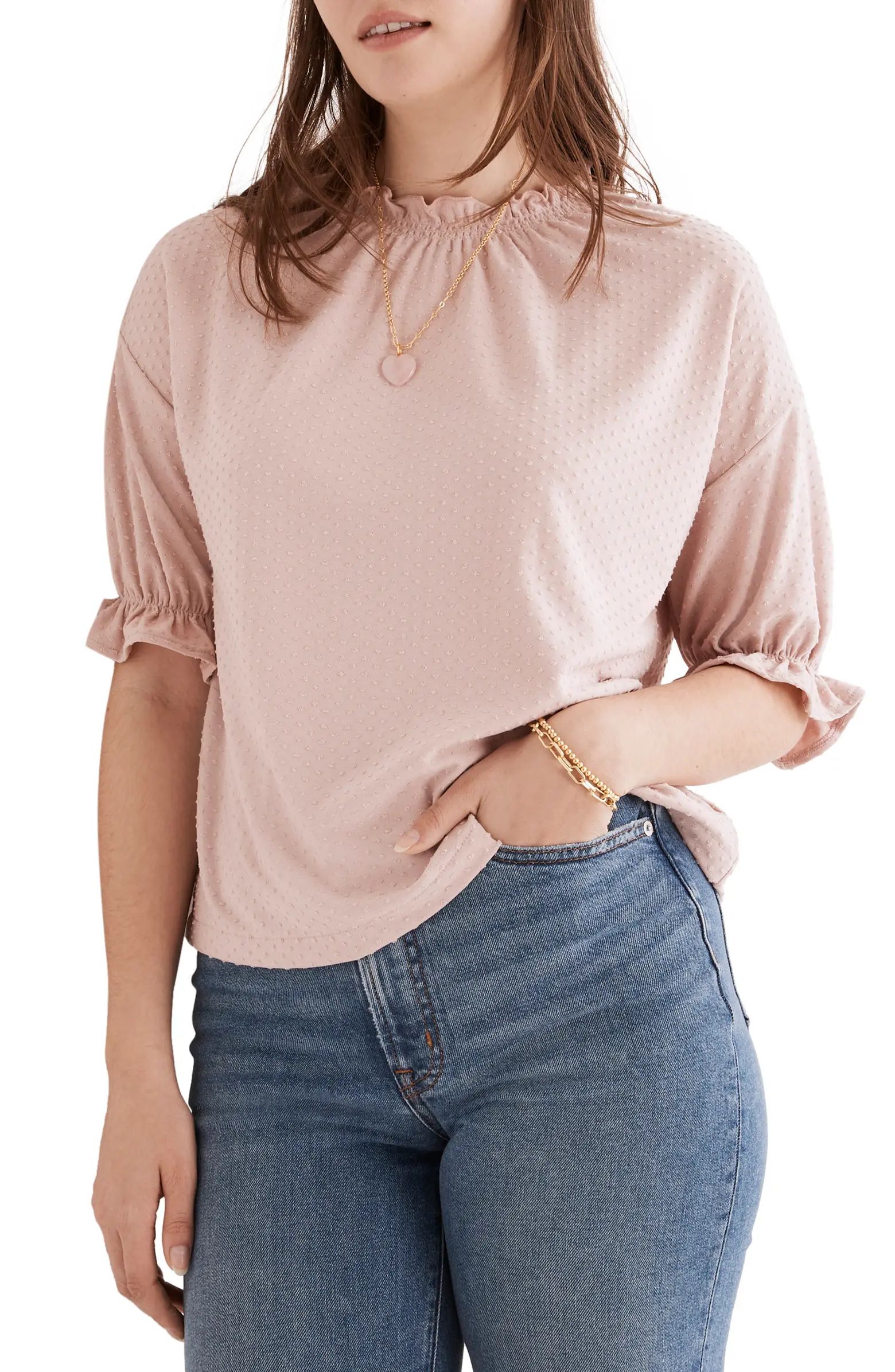 Madewell Texture & Thread Clip Dot Ruffle Top | Nordstrom | Nordstrom