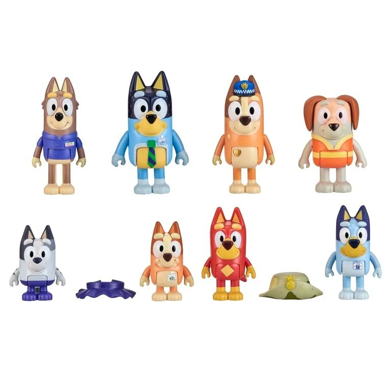 Bluey Gotta Be Done Work Pack, 2.5"- 3" Bluey Exclusive 8 Figure Pack Character Figures, Ages 3+ | Walmart (US)