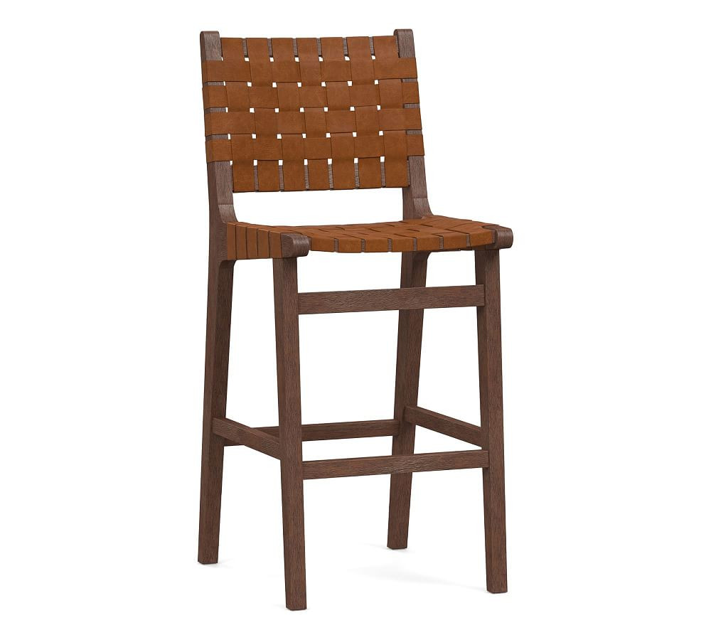 Fenton Woven Leather Stool | Pottery Barn (US)