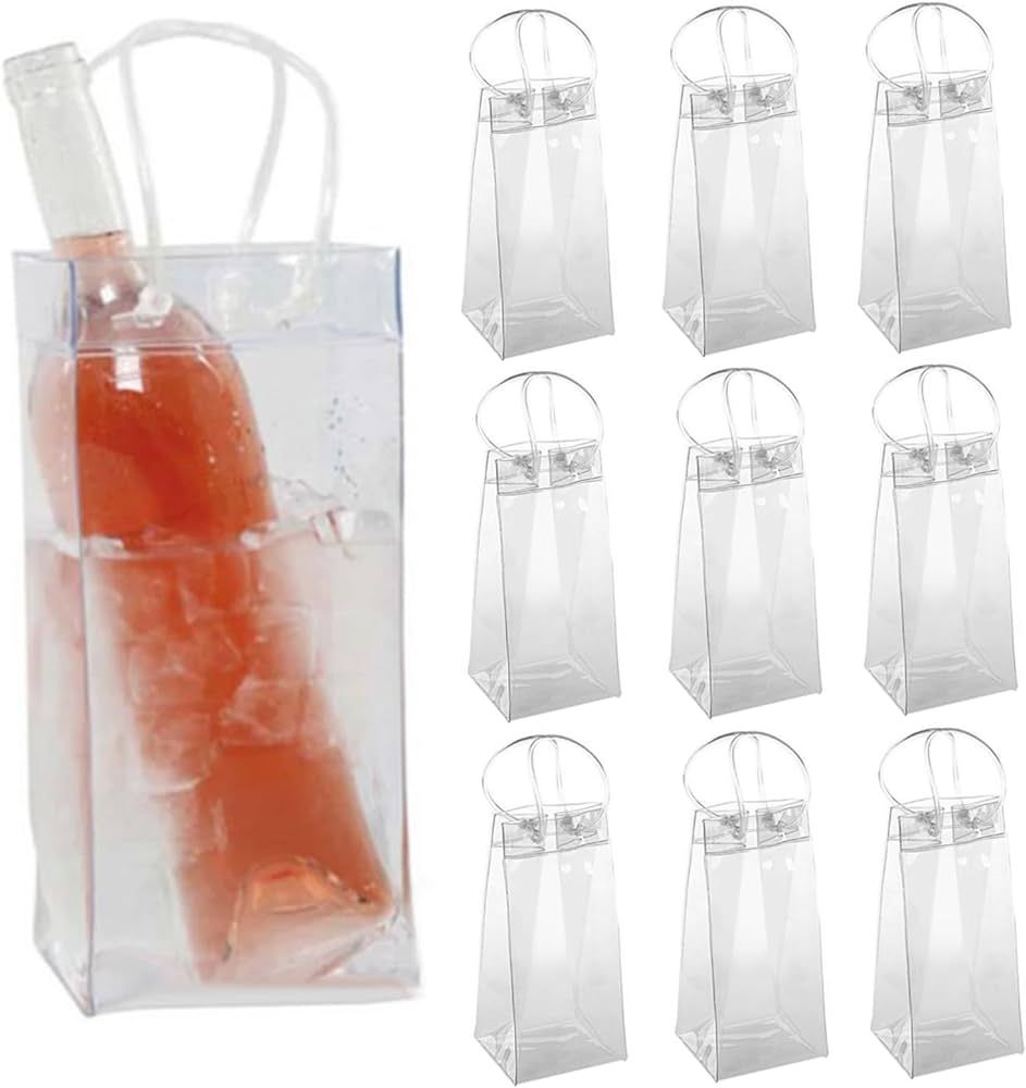 Pzzsdato Wine Cooler Bag Ice Wine Bag Clear Wine Bags 10Pcs Transparent PVC Portable Bottle Coole... | Amazon (US)
