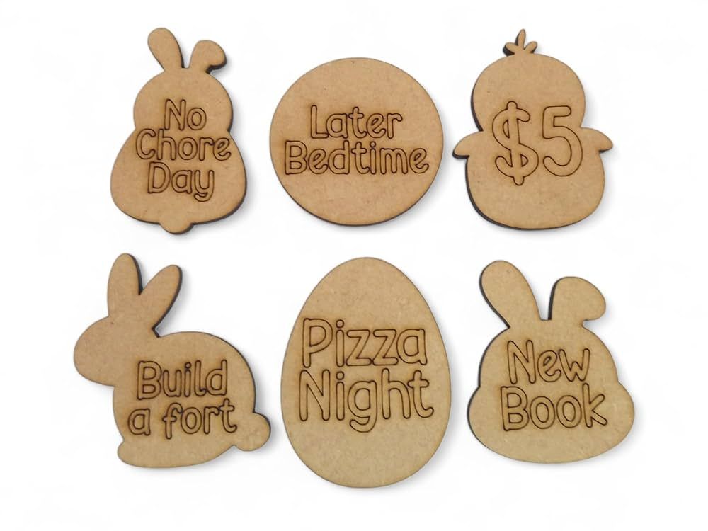 Easter Egg Tokens 30ct with Gift Bag, Personalized Tokens Available, Real Wood with 30 different ... | Amazon (US)