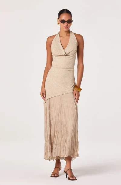 Inez Mixed Media Halter Maxi Dress - Natural / XS | ASTR The Label (US)