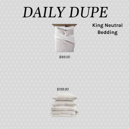 Daily Dupe:  King neutral bedding.  

Target comforter light gray.  King bedding.  Quince linen duvet cover set.  Linen bedding.  

#LTKfamily #LTKhome #LTKfindsunder100