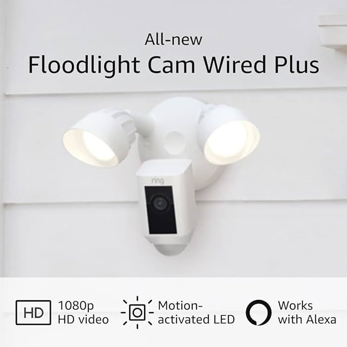 Ring Floodlight Cam Wired Plus with motion-activated 1080p HD video, White (2021 release) | Amazon (US)