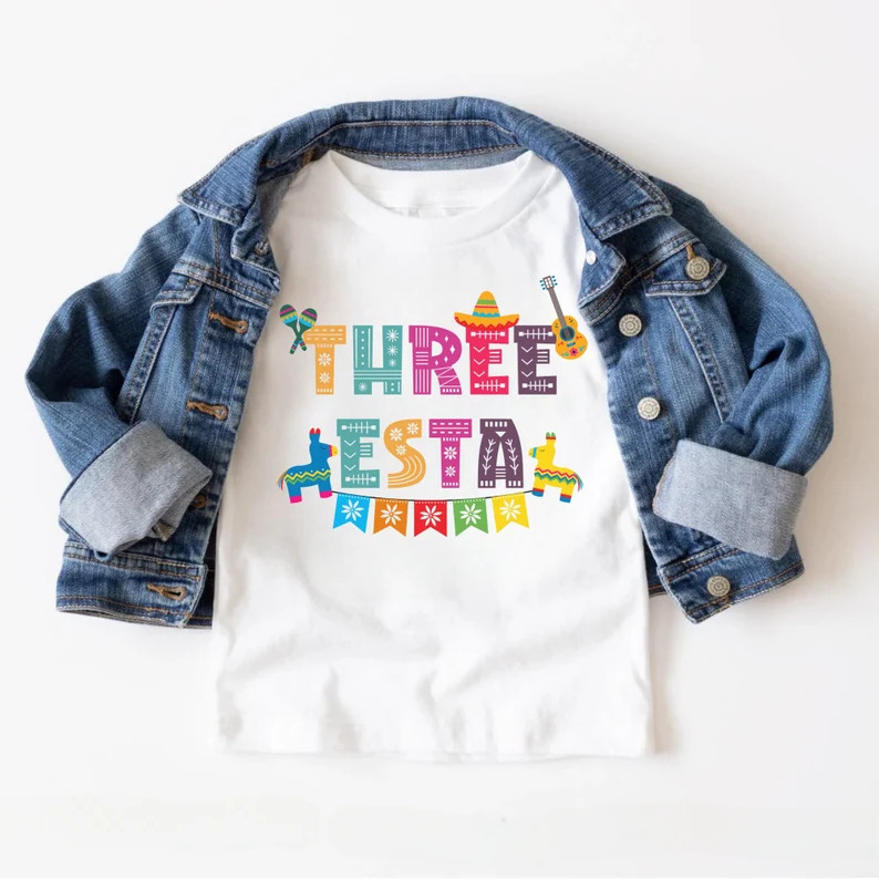 Three-esta Birthday Shirt, Fiesta Birthday Shirt, 3rd Birthday Outfit,Personalized Threeesta Mexi... | Etsy (Global)
