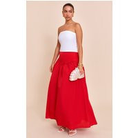 Red Volume Maxi Skirt | PrettyLittleThing US