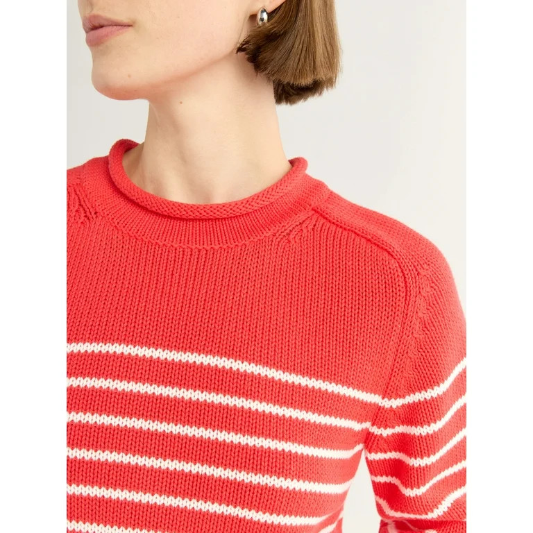 Free Assembly Women's and Women's Plus Cotton Saddle Shoulder Sweater with Long Sleeves, Sizes XS... | Walmart (US)