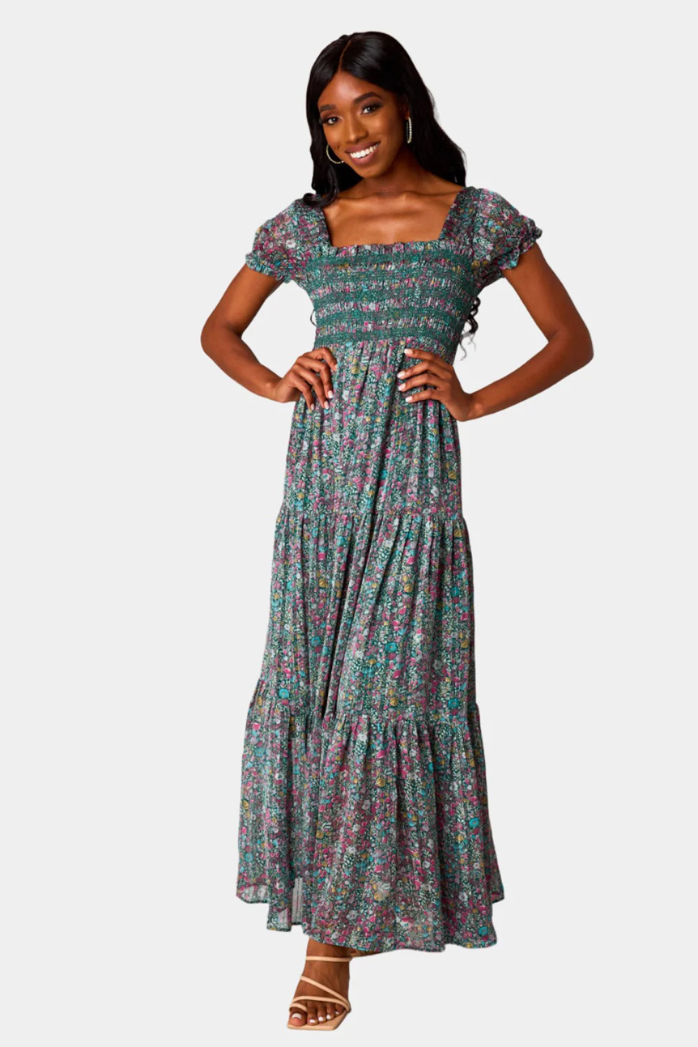 BuddyLove | Hattie Smocked Maxi Dress | Sycamore | BuddyLove