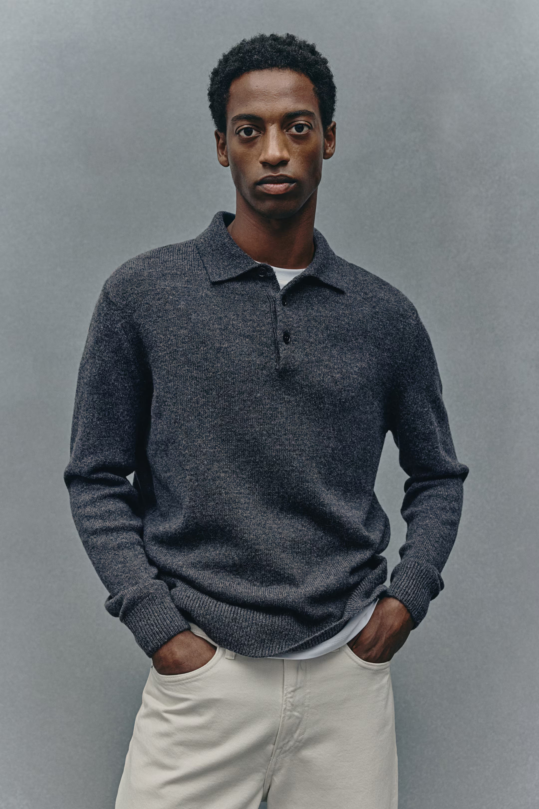 Regular Fit Wool polo jumper - Dark grey - Men | H&M GB | H&M (UK, MY, IN, SG, PH, TW, HK)