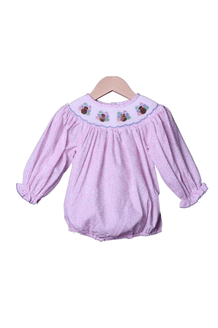 Smocked Pink Floral Turkey Bubble | The Smocked Flamingo
