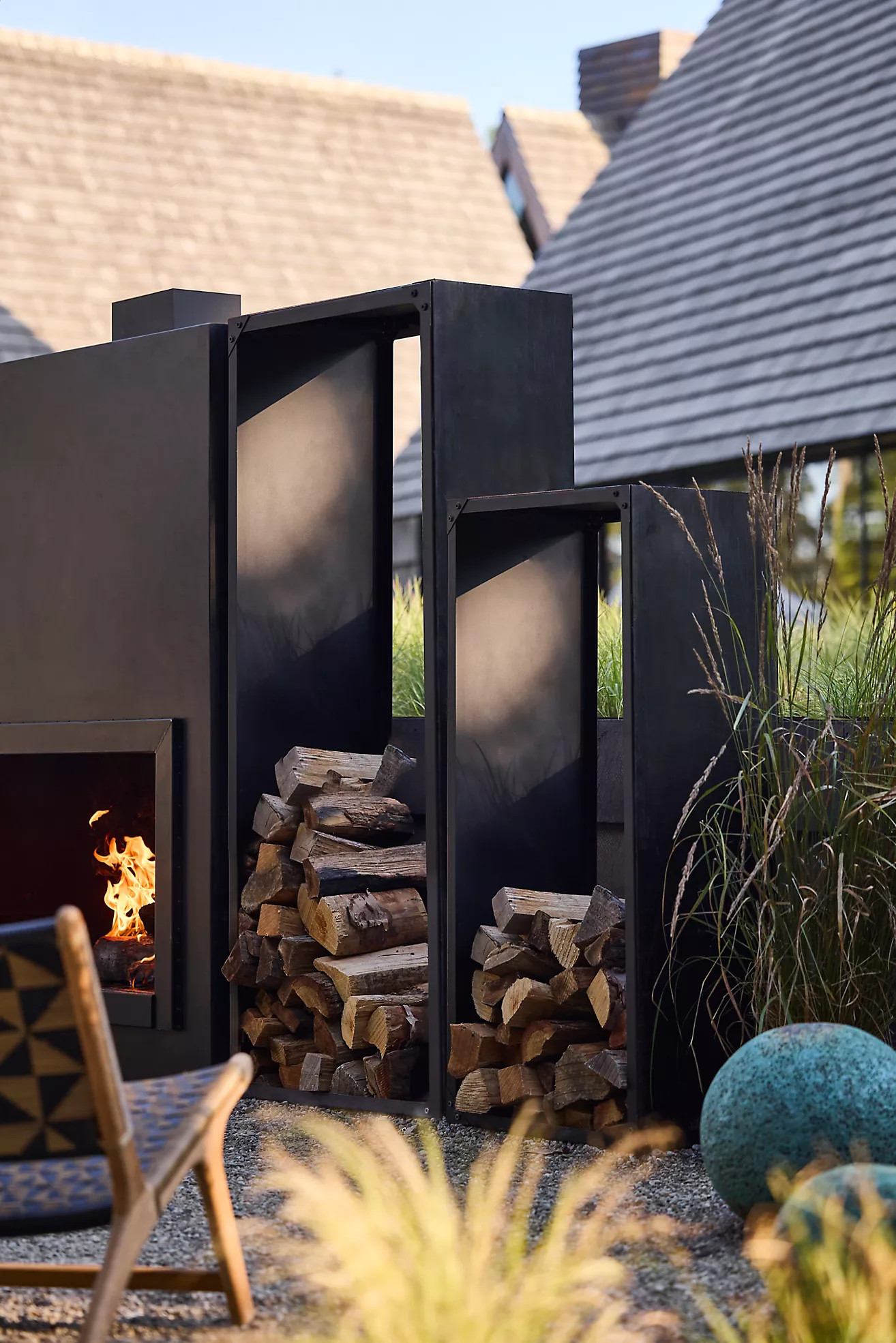 Weathering Steel Rectangle Log Holder, Black | Terrain