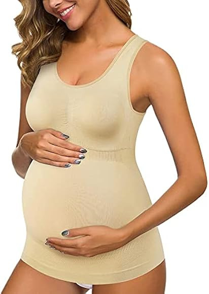 Irisnaya Women Maternity Tank Top Stretchy Cami Pregnancy Bra Basic Shirt Scoop Neck Sleeveless C... | Amazon (US)