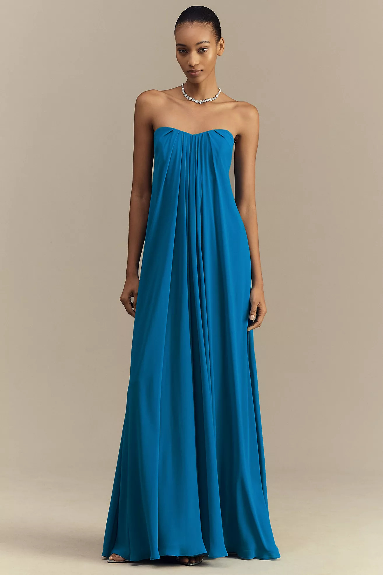 Liv Foster Brooke Strapless Chiffon Maxi Gown | Anthropologie (US)