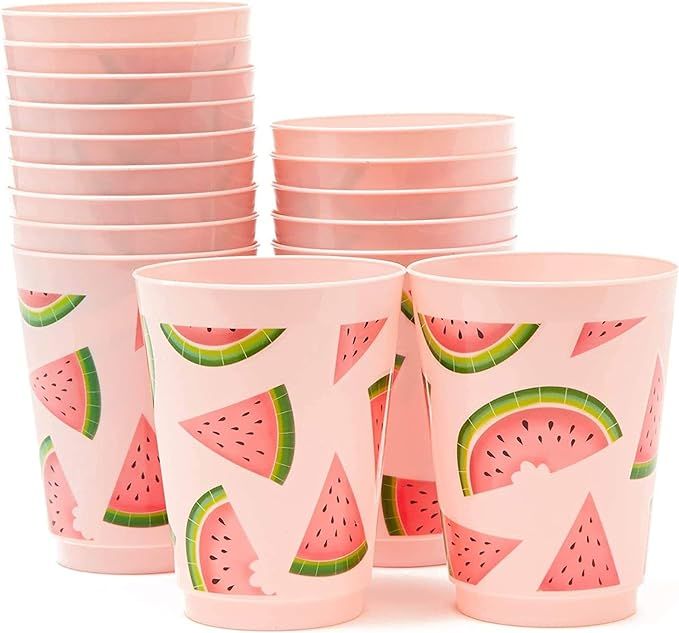 Pink Plastic Tumbler Cups for Watermelon Party (16 oz, 16 Pack) | Amazon (US)