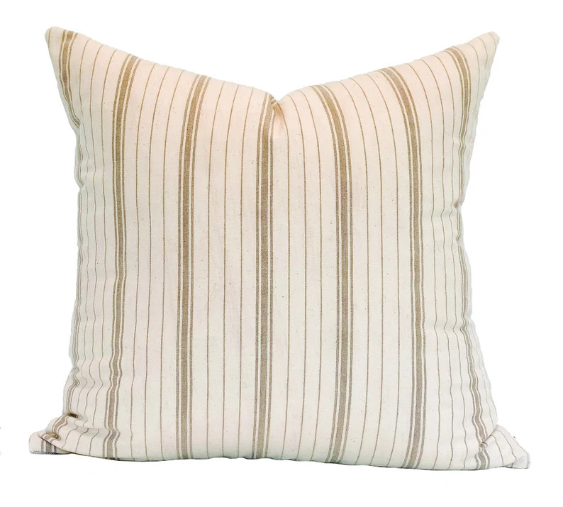 PHOENIX | 20x20 Cream + Brown Stripe Pillow, Designer Pillow, Pillow Cover, Throw Pillow, Transit... | Etsy (Global)