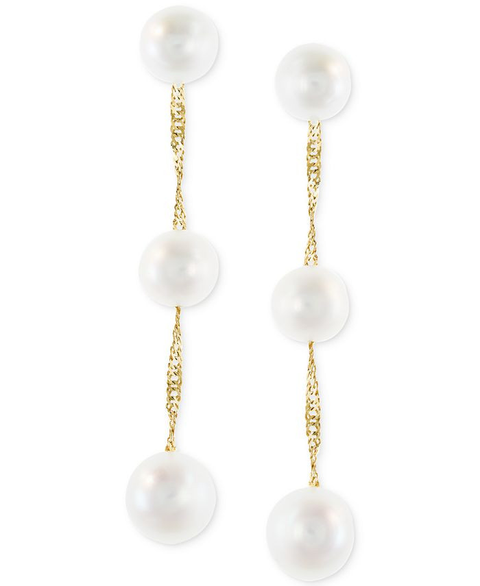 EFFY Collection EFFY® Cultured Freshwater Pearl Triple Drop Earrings in 14k Yellow, White or Ros... | Macys (US)