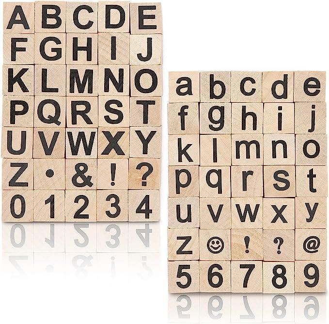 Tiny Wood Stamps Set with Letters and Numbers, Miniature Size (0.6 in, 70 Pieces) | Amazon (US)