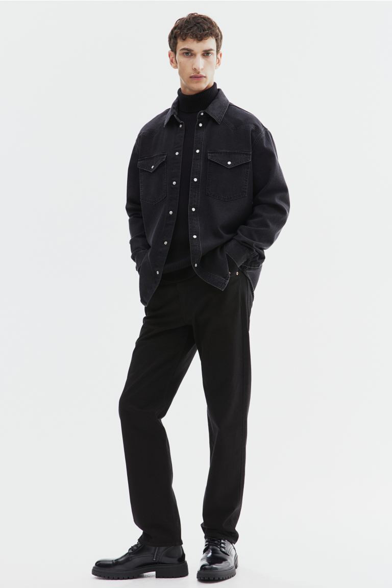 Regular Fit Denim Shirt - Black - Men | H&M US | H&M (US + CA)