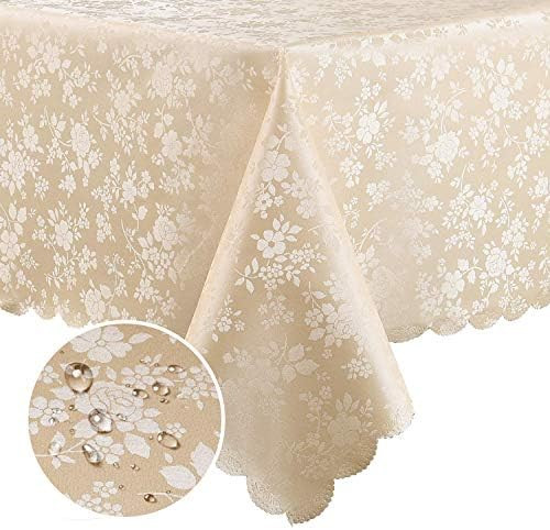 smiry Waterproof Vinyl Tablecloth, Rectangle Heavy Duty Table Cloth, Wipeable Table Cover for Kitche | Amazon (US)