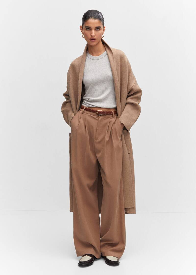 Oversized knitted coat with pockets -  Women | Mango USA | MANGO (US)