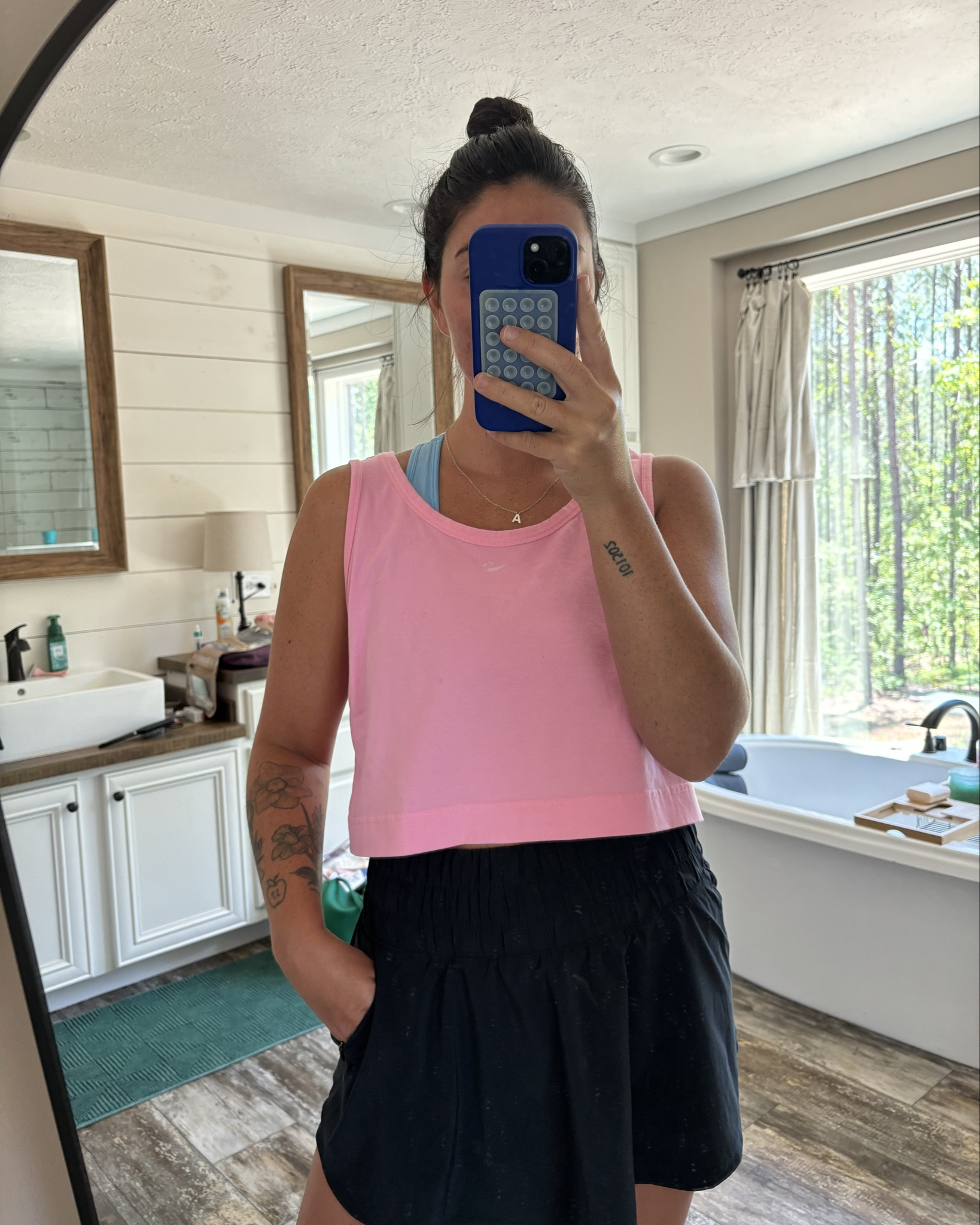 Keep it casual but cute. Getting even semi “put together” on my off days makes me feel better. Threw on my favorite Amazon brand CRZ Yoga skort and paired it with a tank and CRZ sports. Easy, comfortable, cute! 

#LTKActive #LTKStyleTip