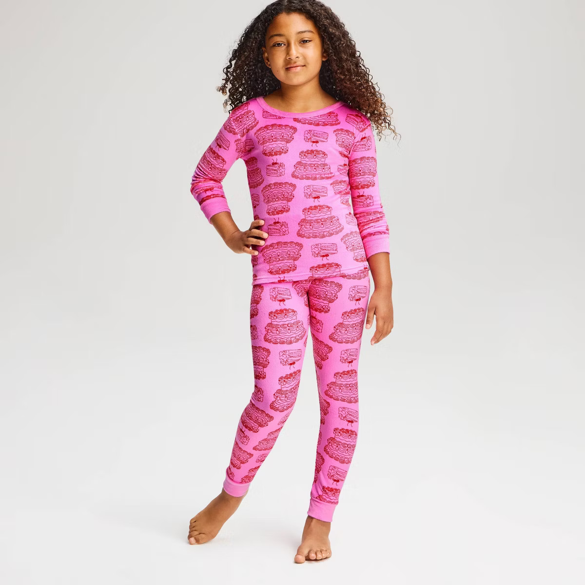 Girls' Cake Long Sleeve and Pants Snug Fit Velour 2pc Pajama Set - Cat & Jack\u2122 Pink 4 | Target