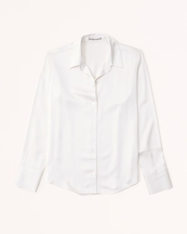 Long-Sleeve Satin Button-Up Shirt | Abercrombie & Fitch (US)