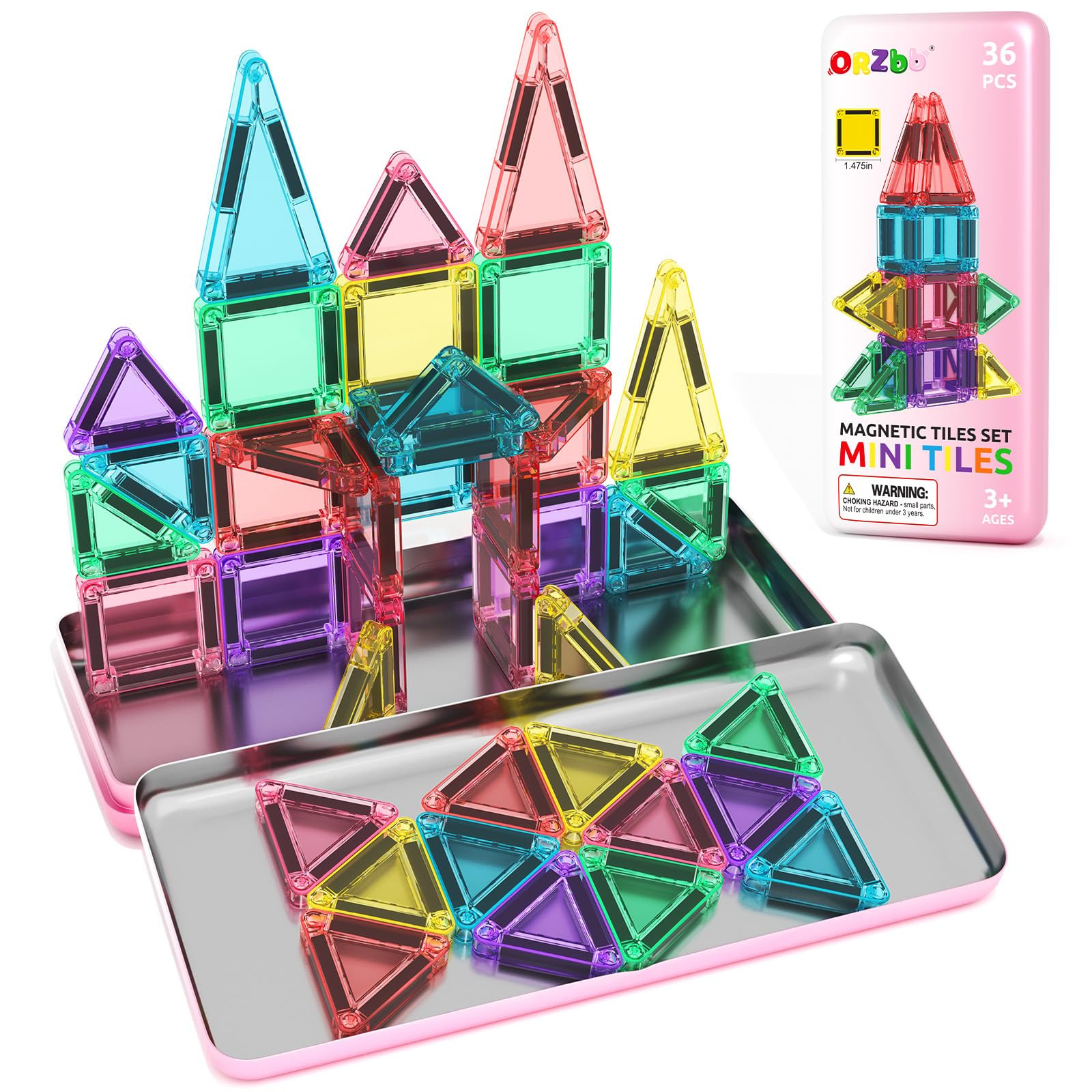 Mini Magnetic Tiles Toddler Travel Essentials Set with Case, Magnetic Blocks Building Montessori ... | Amazon (US)