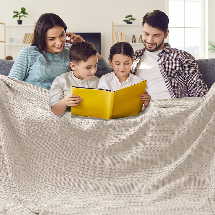 PHF 100% Cotton Waffle Blanket Oversized King 120"x120", Lightweight Breathable Extra Large 10'x1... | Amazon (US)