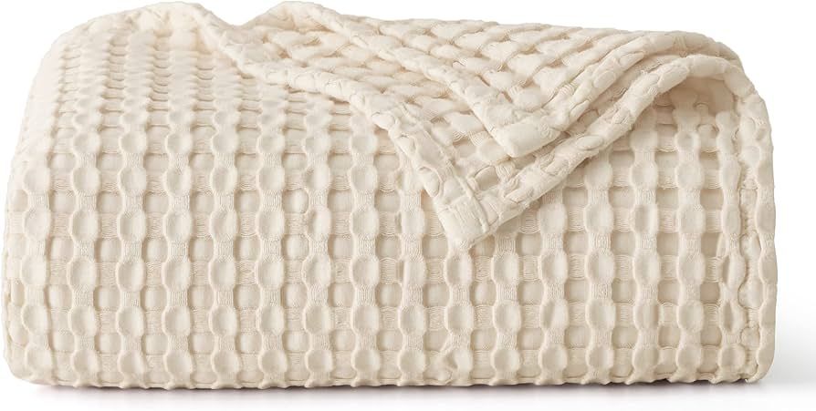 Amazon.com: Bedsure Cooling Cotton Waffle Weave Blanket - Soft, Lightweight and Breathable Rayon ... | Amazon (US)