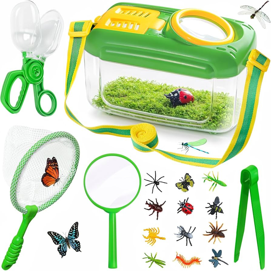 Bug Catcher for Kids, 17 PCS Bug Catching Kit with Bug Collector Toy Bugs Butterfly Net Magnifyin... | Amazon (US)