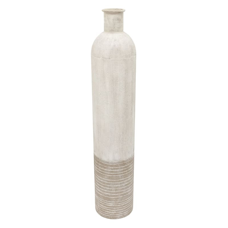 White Taupe Metal Floor Vase, 36" | At Home