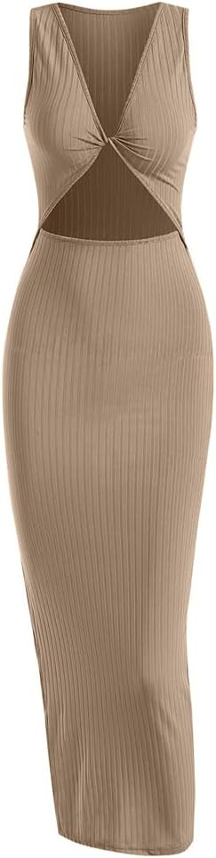 ZAFUL Women's Solid Spaghetti Strap Thigh Split Slinky Maxi Dress | Amazon (US)