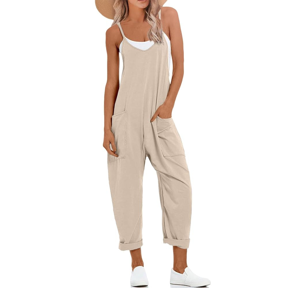 One Piece Jumpsuits for Women Casual Sleeveless Spaghetti Strap Rompers Summer Overalls Beach Vac... | Amazon (US)