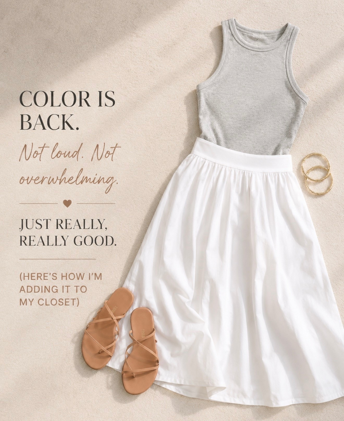 Soft pastels, simple basics, and little pops of color that make an outfit feel fun without feeling like “too much.”

This combo feels expensive, effortless, and SO easy to wear.