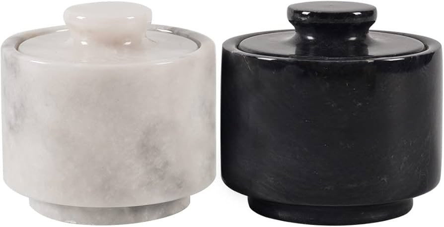 MARBLOUS KRAFTS stylish marble white and black 3.5 oz salt cellar, Trinket Box and Condiment Pots... | Amazon (US)