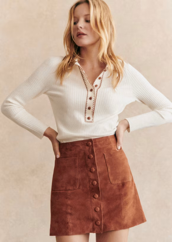 Nehir Skirt - Caramel - Goat leather - Sézane | Sezane Paris - US