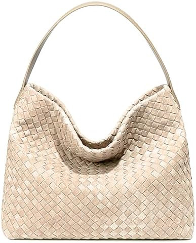 Woven Suede Shoulder Bag for Women Suede Hobo Bag Tote Elegant Handbag Satchel for Work Travel | Amazon (US)