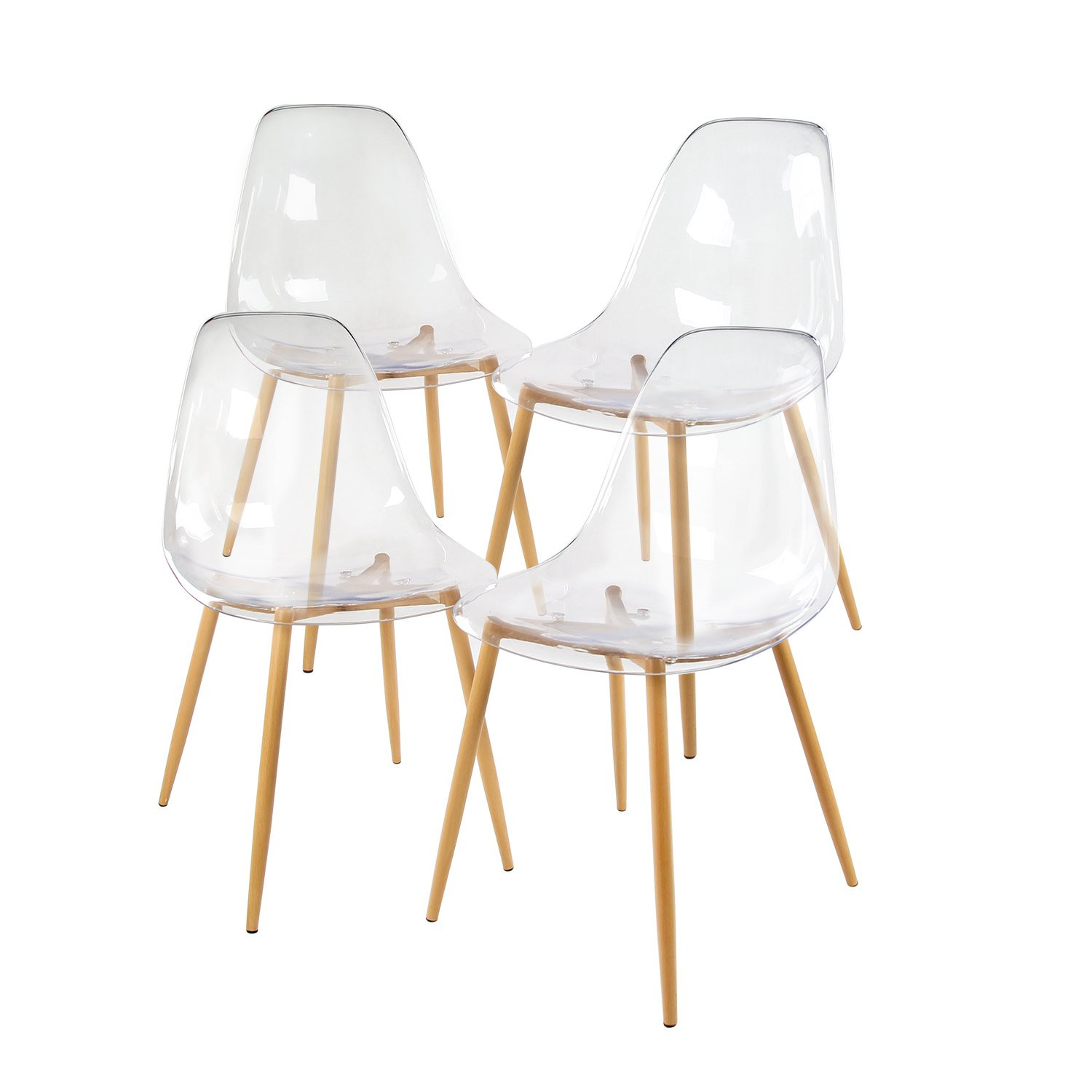 GreenForest Acrylic Ghost Chairs Clear Dining Chairs with Crystal Transparent Seat,Modern Mid Centur | Amazon (US)