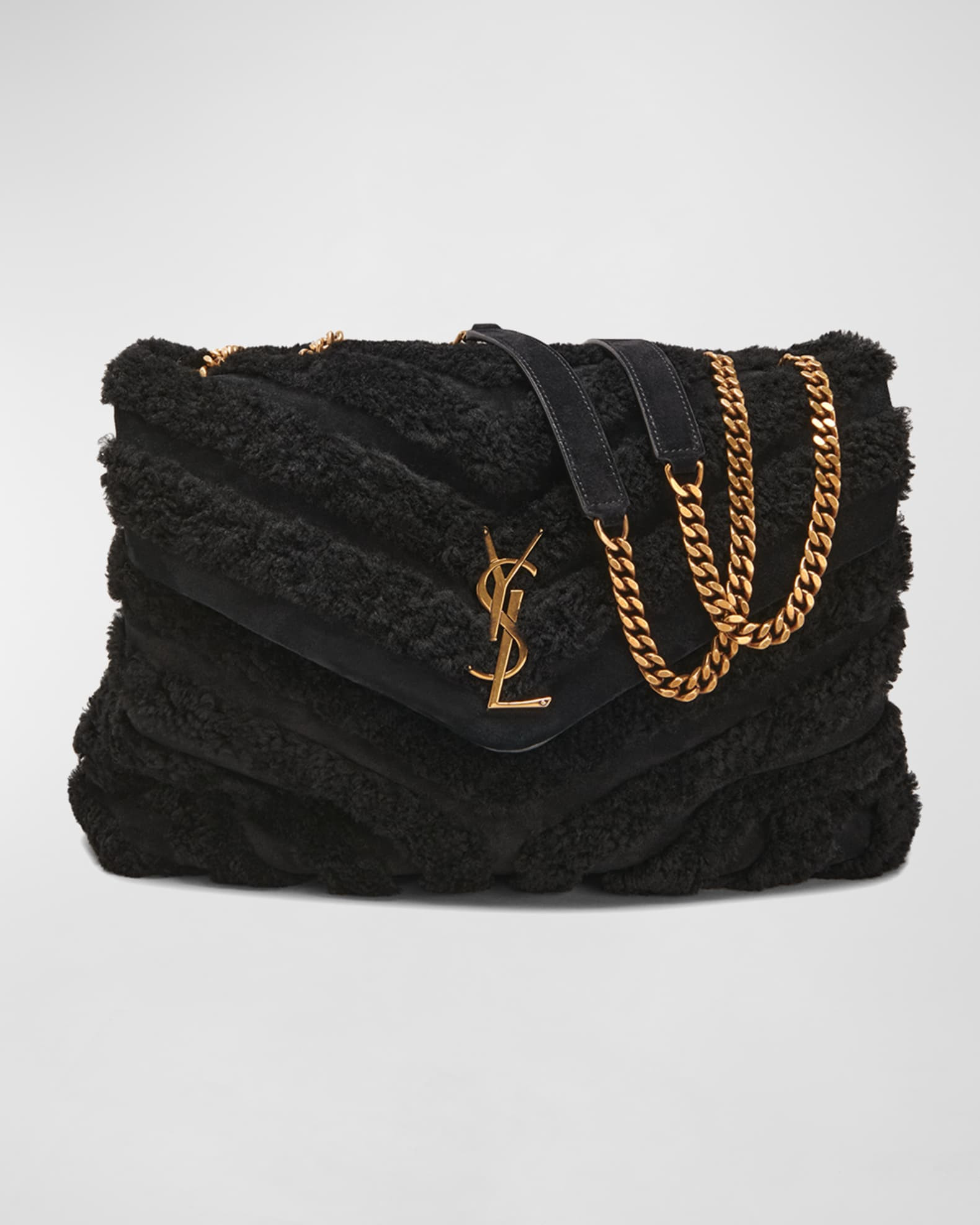 Loulou Medium YSL Shearling Shoulder Bag | Neiman Marcus