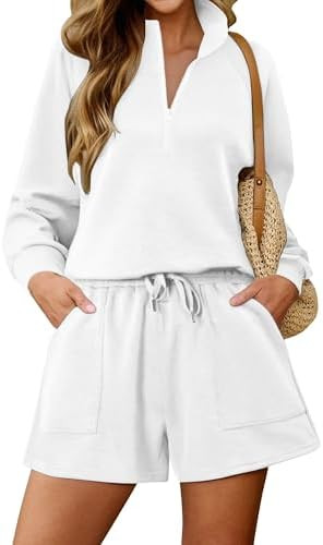 KISSMODA 2 Piece Sets for Women Sweatsuit Tops and Shorts Lounge Outfits | Amazon (US)