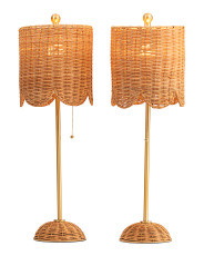 2pk 27.5in Celerie Rattan Scalloped Buffet Table Lamps | TJ Maxx