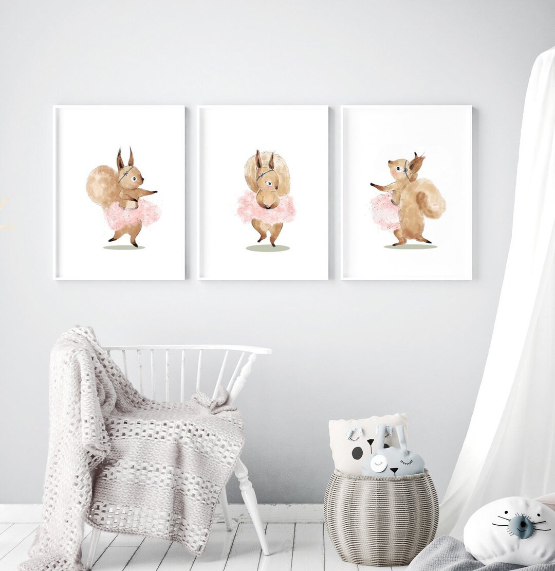 Squirrel Nursery Ballerina Squirrel Gifts Nursery Wall Art - Etsy | Etsy (US)