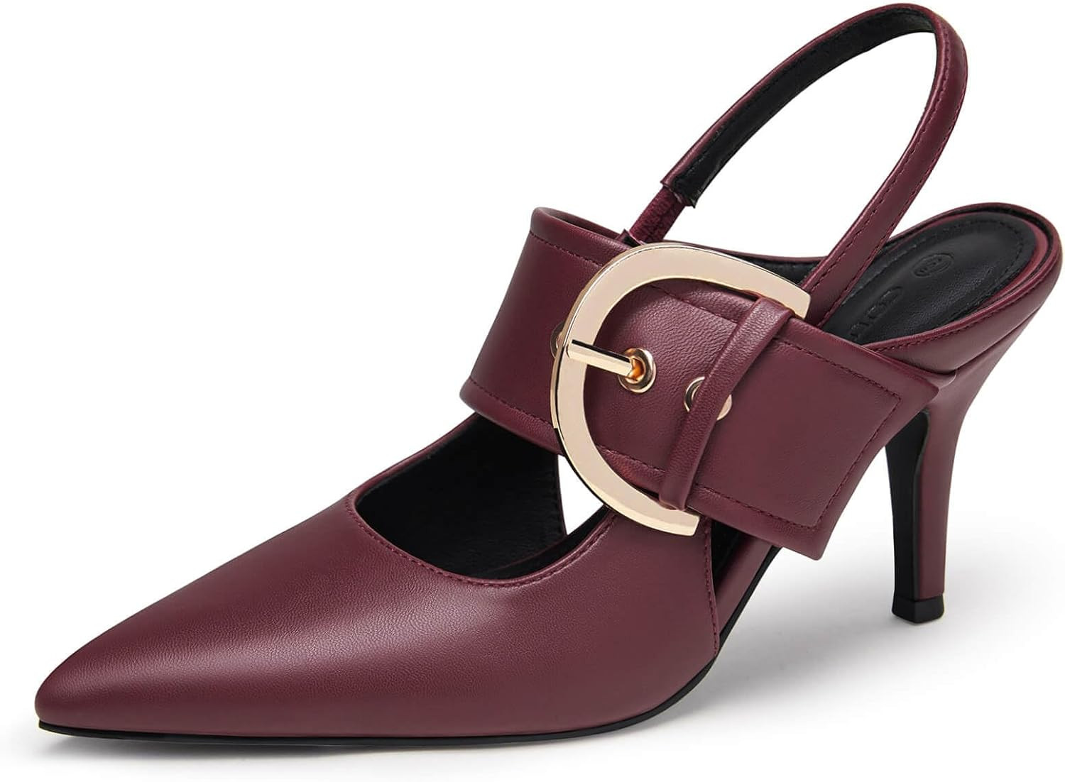 Coutgo Womens Slingback Pumps Closed Pointed Toe High Heels Belt Buckle Strap Dressy Work Shoes | Amazon (US)