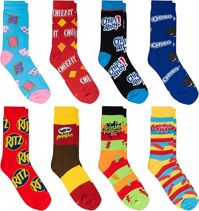 Crazy Socks, Snack & Junk Food Themes, Fun Silly Novelty Crew, Large, Fun 8 Pack | Amazon (US)