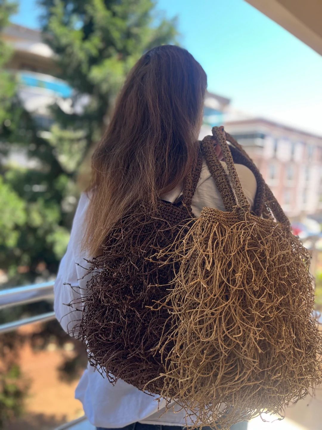 Fringe Handbag, Raffia Bag, Eco Friendly Bag, Stylish Crochet Bag, Mather Day Gift Raffia Bag, La... | Etsy (US)