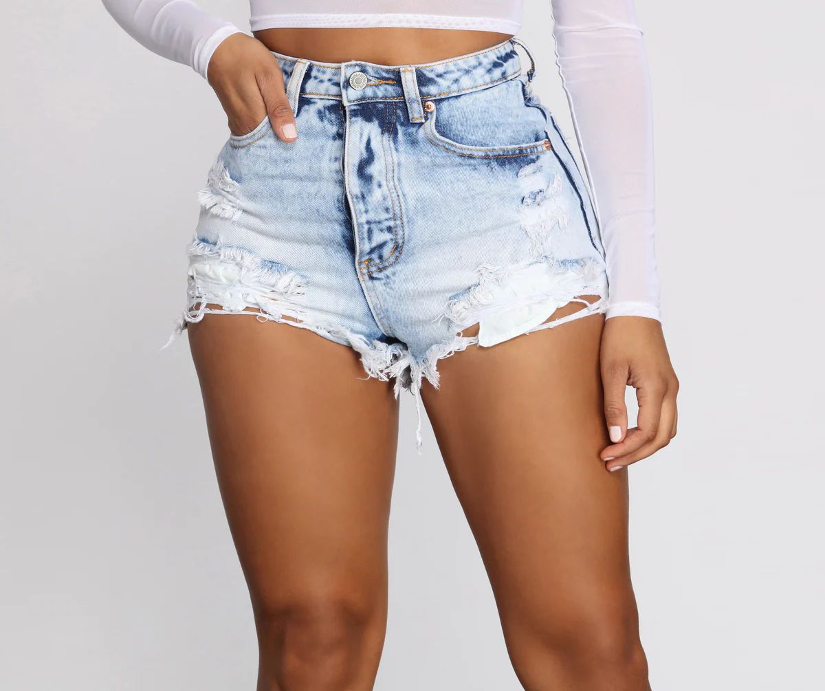 High Waist Acid Wash Jean Shorts | Windsor Stores