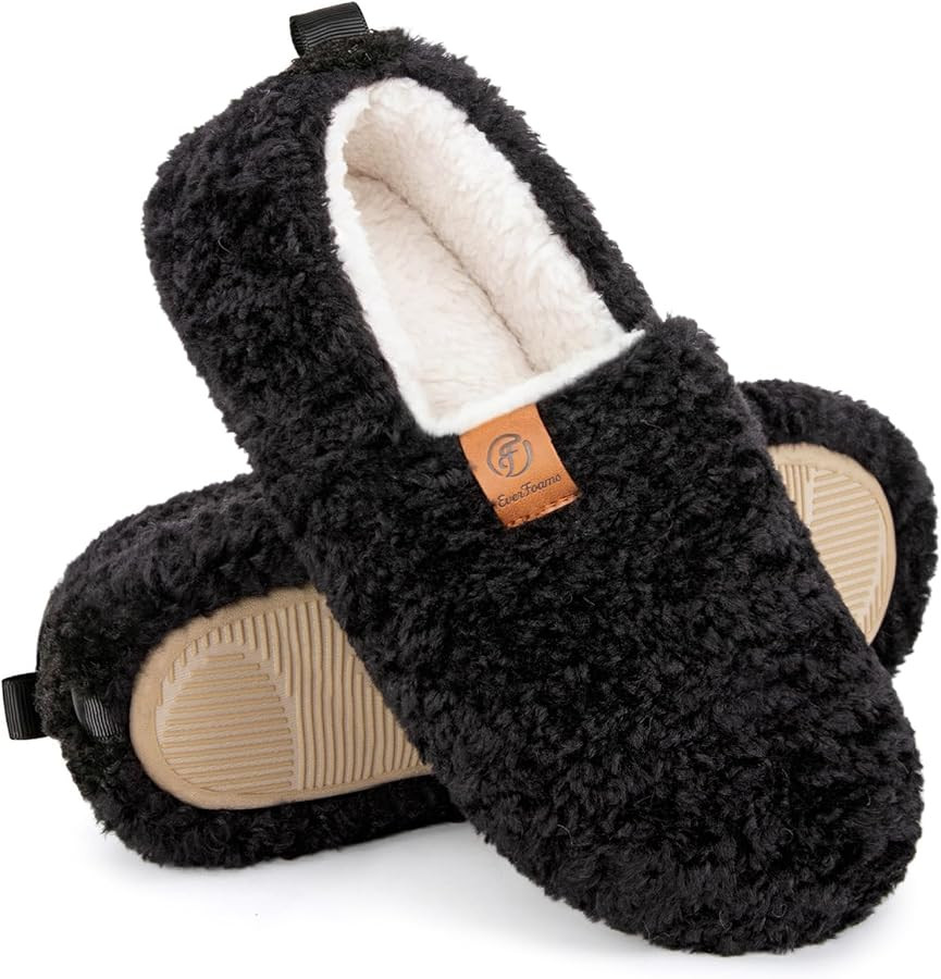 EverFoams Women’s Soft Curly Full Slippers Memory Foam Lightweight House Shoes Cozy Loafer with... | Amazon (US)